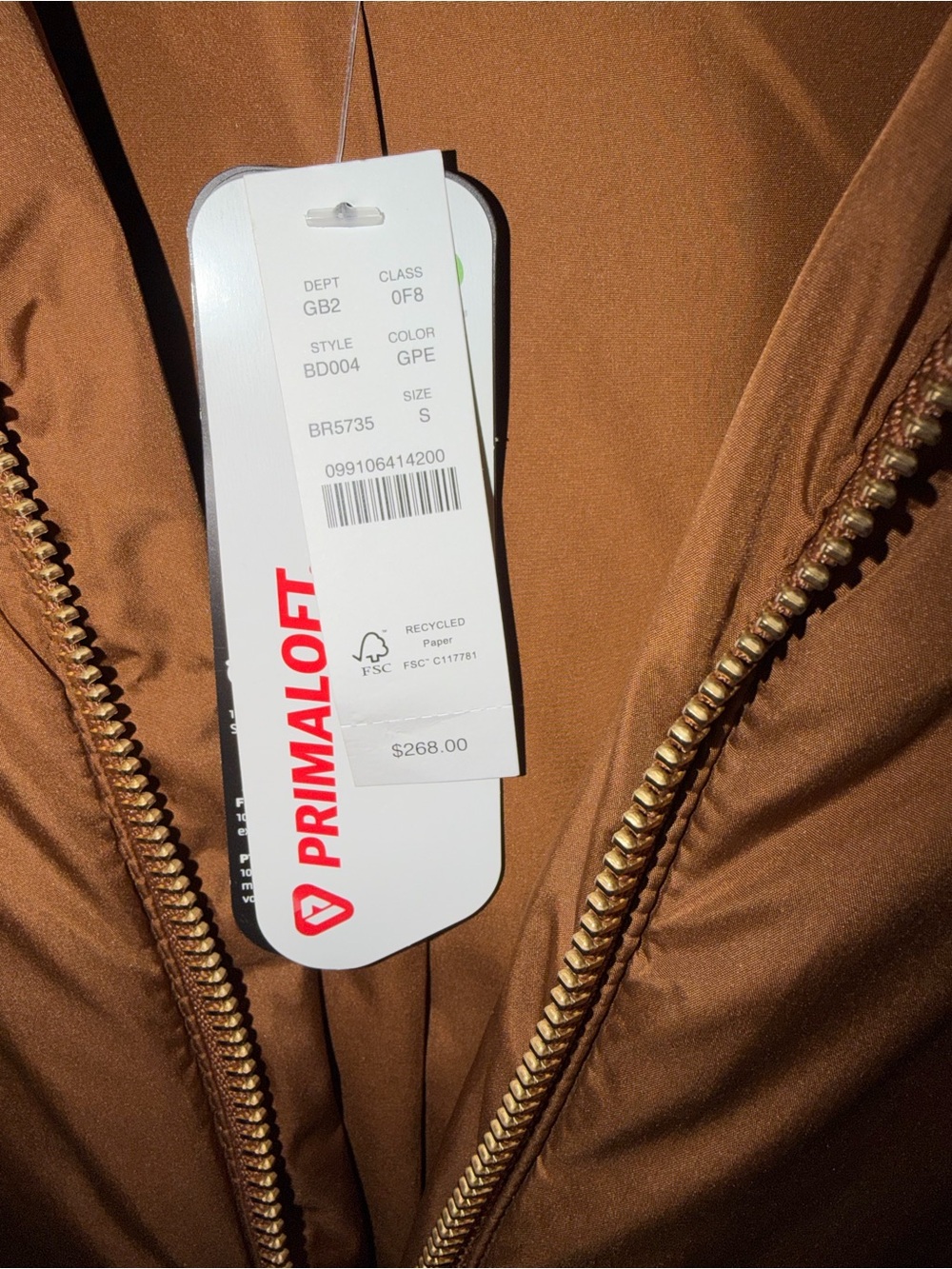 J. Crew Brown Puffer Coat with Cream Sherpa Trim - Picture 3 of 5